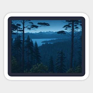 Blue Dusk Forest View #7 Sticker
